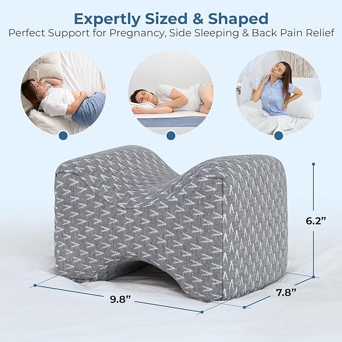 5 STARS UNITED Knee Pillow for Side Sleepers - Memory Foam Leg Pillow for Side Sleeping - Between Legs Pillow for Hip and Lower Back Pain - Sciatica Pain Relief