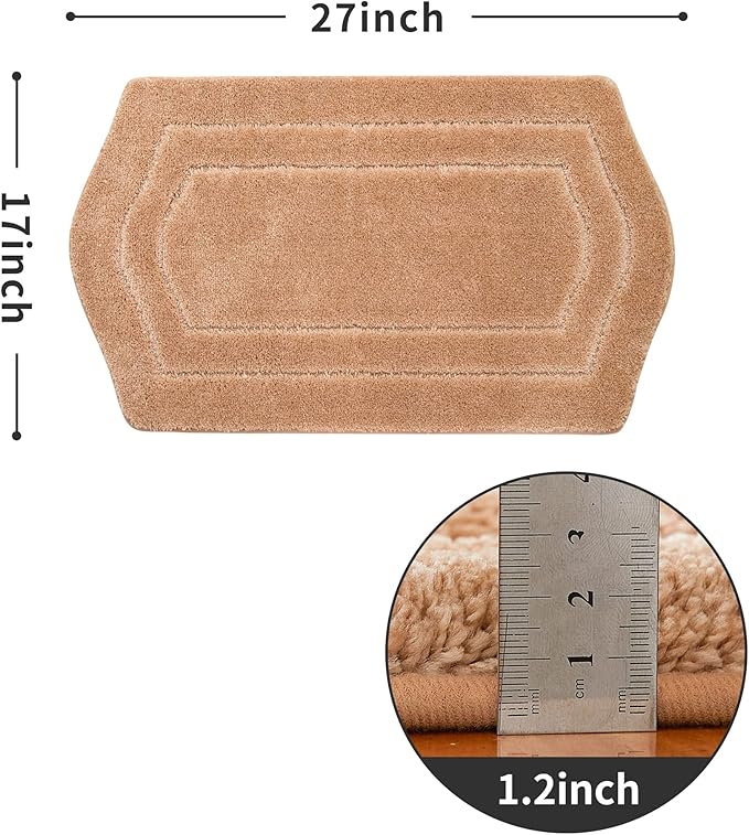 COSY HOMEER Extra Thick Bath Rugs for Bathroom - Anti-Slip Bath Linen Sets Mats Soft Plush 100% Strong Polyester Living Room Bedroom Water Absorbent(Beige,17x27 - Inches)