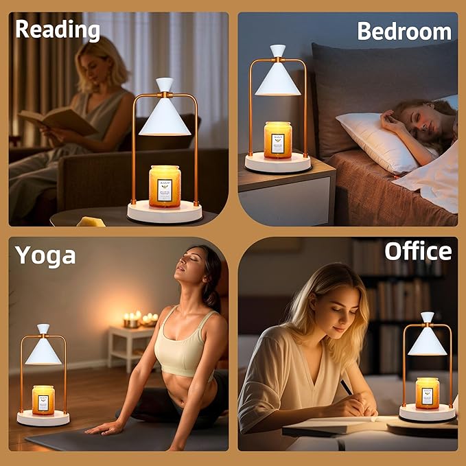 Candle Warmer Lamp with Timer Dimmer,Electric Candle Warmer, Candle Lamp with Large Base for Scented Jar Candles,Birthday Gifts for Mom Women,House Warming Gifts for New Home Bedroom Decor,White