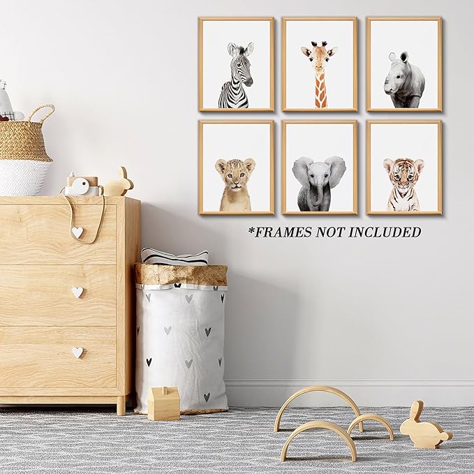Nursery Baby Room Wall Art Decor, Jungle Nursery Baby Animals Nursery Decorations, Cute Nursery Safari Decor Baby Bedroom Decorate(8"x10", UNFRAMED)(Jungle)