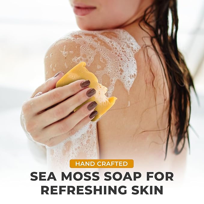 Handmade All Natural Organic Sea Moss Soap | 7oz LARGE Bar | Palm Oil Free | Plant Based | Cruelty Free | Amazing Results!
