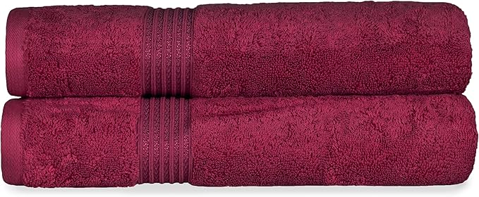 Superior Egyptian Cotton 2-Piece Bath Sheet Towel Set, Oversized Body Towels For Adults And Kids, Large Towel For Bath, Shower, Guest Bathroom, Spa, Gym, Resort, Essentials, Airbnb, Burgundy