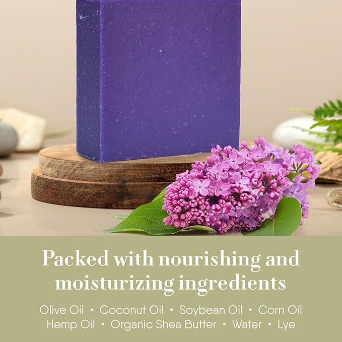 360Feel Lilac Soap - Handcrafted Castile Natural Soap Bar with a Floral Scent - Handmade with Essential Oils - An Ideal Gift for Anniversaries, Weddings, and Stockings - Rich Lather - 5 Ounce