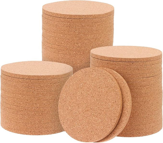 120 PCS Cork Coaster Bulk for Drink Absorbent 4 Inches Tea or Coffee Coaster Set Round Heat Resistant Bar Cup Mat Reusable Table Blank Gift for DIY Craft Holiday Wedding Birthday Party Supply