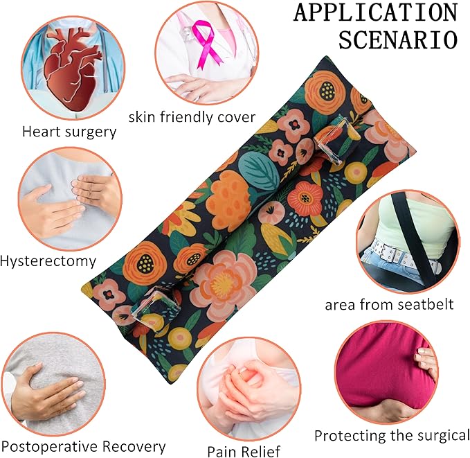 Mastectomy Pillow, Hysterectomy Pillow, Post Heart Surgery Seatbelt Pillow, C Section Recovery Pillow, Port Pillow for Chemo Patients, Pacemaker Seatbelt Protection, Breast Cancer Gifts for Women