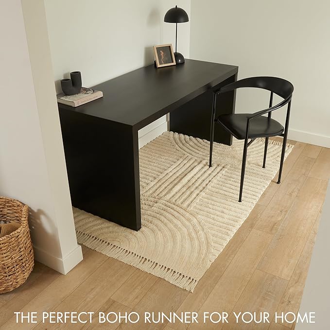 Beautiful 4x6ft. Boho Area Rug w. Tassels for Your Hallway, Living Room Or Bedroom - Soft Cotton Carpet Fit Perfectly in Any Kitchen/Dining Space - Washable Rug Enhances Any Home Decor - 48x72 inch