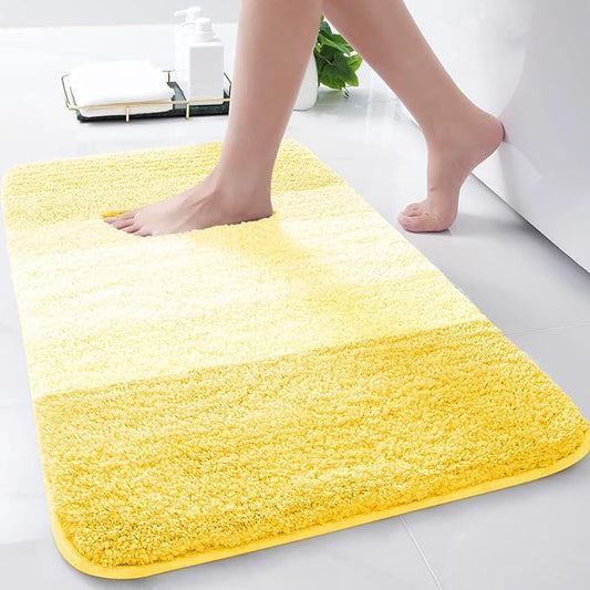 Arotive Microfiber Bathroom Rugs, Shaggy Soft and Absorbent Bath Rug, Non-Slip, Thick Plush Machine Washable Dry Bath Mats for Bathroom, Tub and Shower, 24x16, Yellow