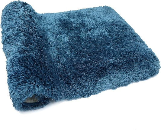 FIFU Bathroom Rugs 20" W x 32" L, Bath Mat for Bathroom, Bedroom, Laundry Room & Kitchen, Non-Slip Rubber Latex Backing, Extra Soft and Absorbent Microfiber Carpet, Machine Washable Rug, Peacock Blue