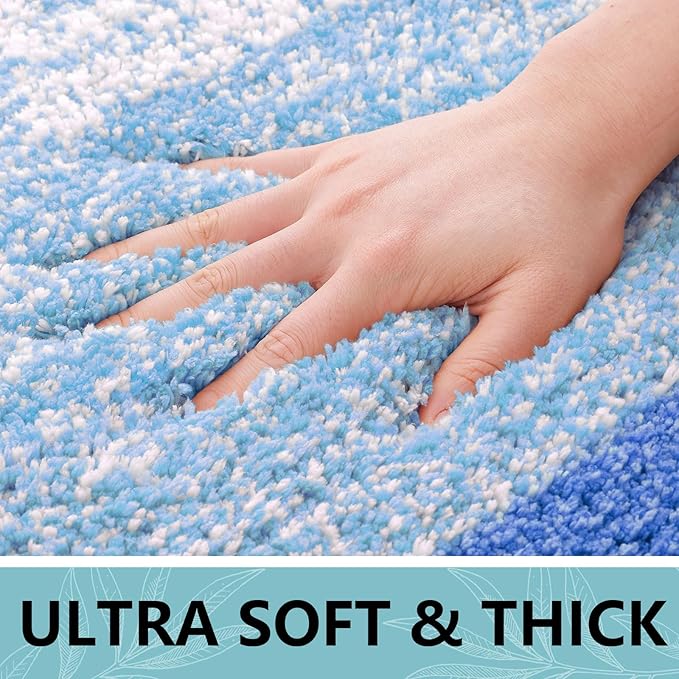Arotive Microfiber Bathroom Rugs, Shaggy Soft and Absorbent Bath Rug, Non-Slip, Thick Plush Machine Washable Dry Bath Mats for Bathroom, Tub and Shower, 44x24, Light Royal Blue