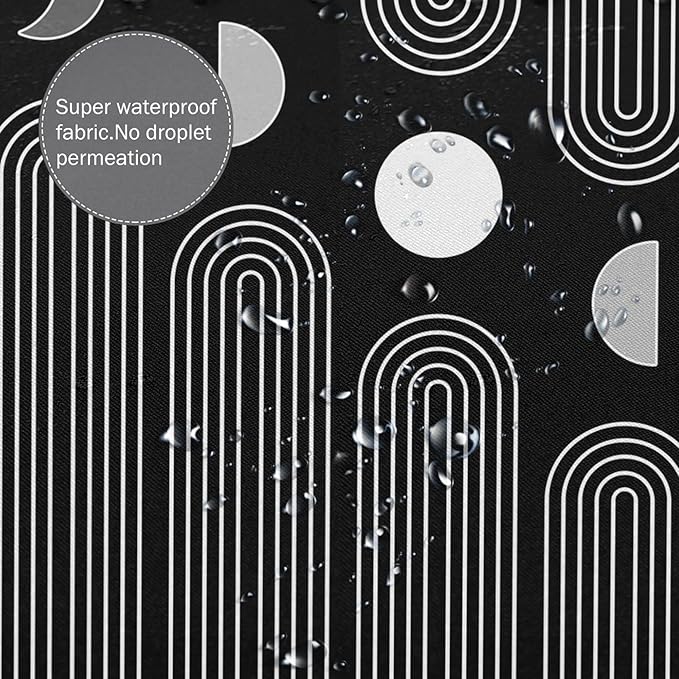 Boho Shower Curtains for Bathroom Mid Century Minimalist Abstract Aesthetic Modern Bathroom Decor Curtain Machine Washable Waterproof Fabric with 12 Hooks (Black Minimalist, 72" x 72")