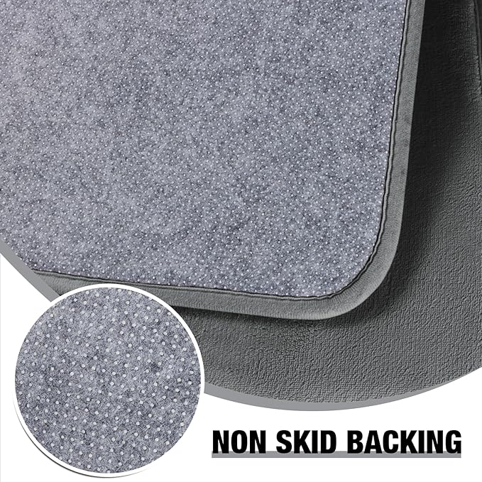 Grey Memory Foam Bath Runner Mat Long Bathroom Rug Microfiber Bathroom Carpet Non Slip Soft Absorbent Washable Bathrug,24" x 60"