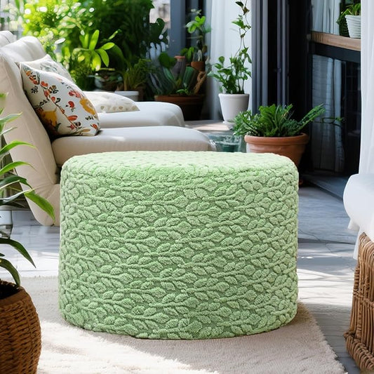 Round Pouf Ottoman Stuffed 20 x 20 x 14 Inches Boho Poof Foot Stool Home Decor Floor Pouffe Ottoman Foot Rest for Couch Sofa Bean Bag Chairs Living Room Bedroom (Sage Green)
