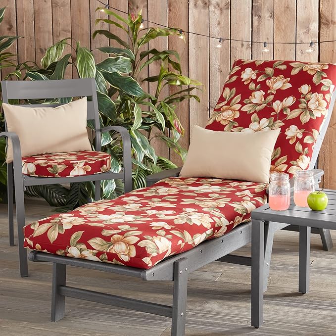 Greendale Home Fashions Outdoor 18-inch Round Reversible Seat Cushion, 2-Pack, Tuscan Floral 2 Count