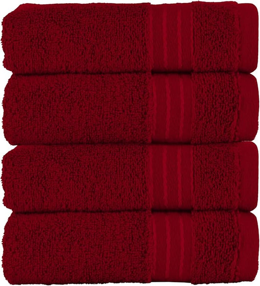 Elegant Comfort Premium Turkish Cotton 4 Pack Hand Towel Set - 16 x 28 inch, Luxurious Hotel Spa Quality 100% Turkish Cotton 4PC Hand Towel Set - Highly Absorbent - Soft Bathroom Towels, Burgundy