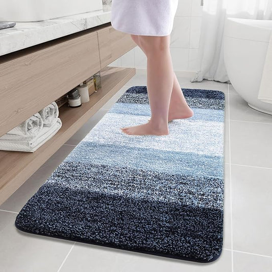 Arotive Microfiber Bathroom Rugs, Shaggy Soft and Absorbent Bath Rug, Non-Slip, Thick Plush Machine Washable Dry Bath Mats for Bathroom, Tub and Shower, 59x24, Dark Blue