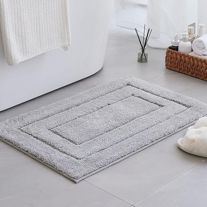 GRANNY SAYS Gray Bathroom Rugs, Bath Mats for Bathroom Non-Slip, Super Soft and Water Absorbent, Microfiber Bath Rugs, Machine Wash Dry, Bath Rugs for Floor, Tub and Shower, 32" x 20"
