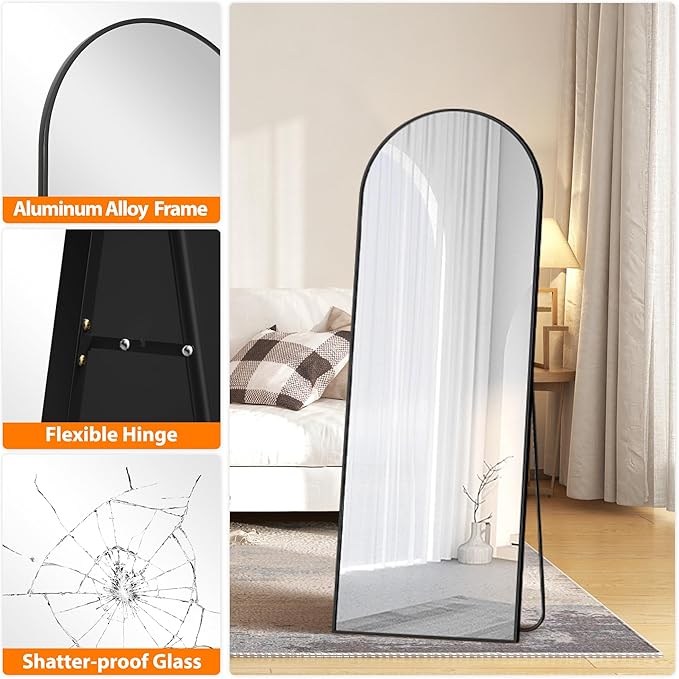 Arched Full Length Mirror, 56"x20" Gold Standing Body Mirror for Wall, with Aluminum Alloy Frame for Bedroom, Living Room, Dressing Room