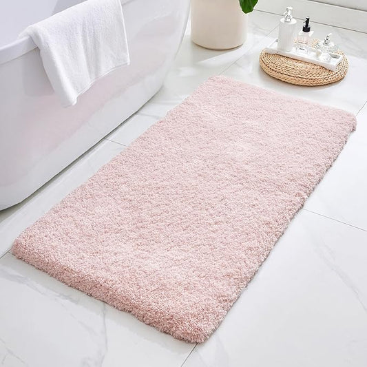 ILANGO Pink Bathroom Rugs 70" × 24" Non Slip & Super Absorbent Extra Thick Soft, Washable Bath Carpet Runner for Floor, Microfiber Plush Shaggy Bath Mats with Rubber for Bedroom Bathtub Shower Room