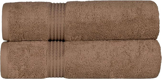 Superior Egyptian Cotton Bath Towel Set, Home Bathroom Towels, Master, Guest Bath, Decor Essentials, Quick Dry, Absorbent, Large Body Towels, Spa, Hotel, Resort, Adult, Kids, Set of 2, Mocha