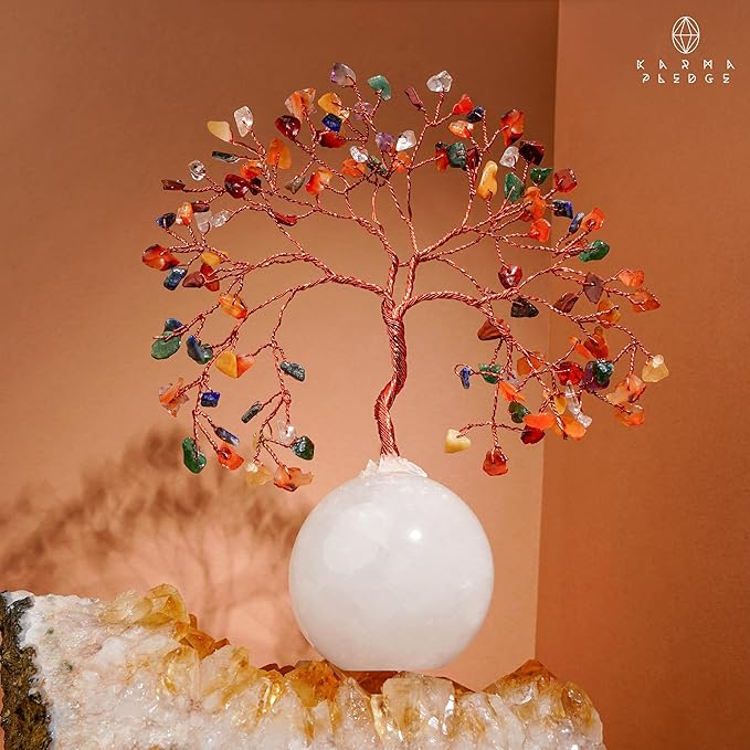 7 Chakra Crystal Tree of Life Gifts for Women, Handmade Home and Office Decor Bonsai Feng Shui Tree for Positive Energy, Good Luck, Money, Yoga, Meditation, Reiki Healing Stone, Birthday Gifts
