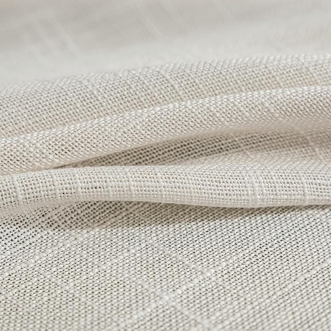 FMFUNCTEX Natural Sliding Door Curtain 84" Sheer Linen Curtains for Living Room Divider 100" Width Extra Wide Bedroom Drapes Linen Patio Door Panel Semi Sheer Window Panels Beige Rod Pocket 1 Panel