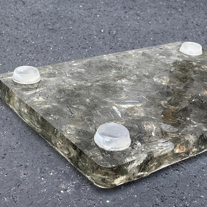 Handmade River Rock Rectangle Bar Soap Holder Stone Pebbles Soap Dish for Shower and Bathroom Decor, Natural Soap Tray to Keep The Soap Dry Resin Kitchen Decoration (Crystal rutilated)