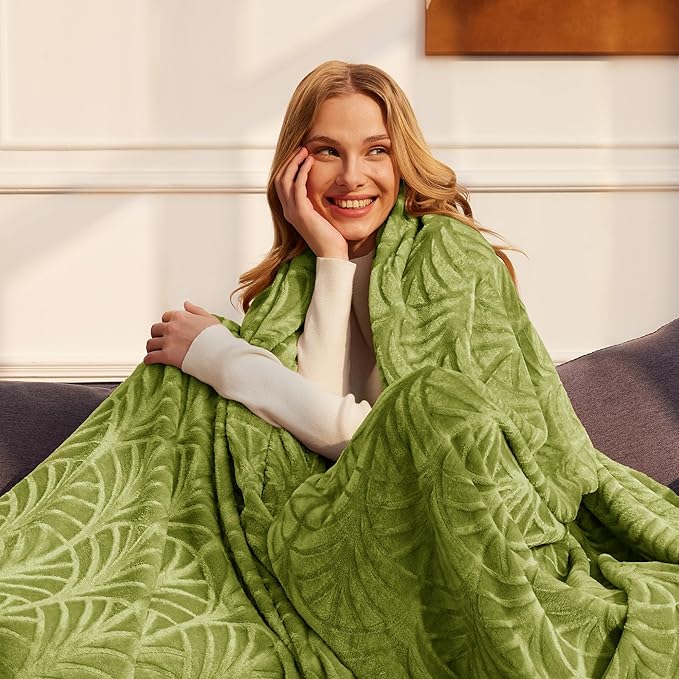 Whale Flotilla Flannel Fleece King Size Blanket for Bed, Soft Fluffy Velvet Bedspread Coverlet with Decorative Vintage Pattern for All Season, Warm and Lightweight, 90x104 Inch, Olive Green