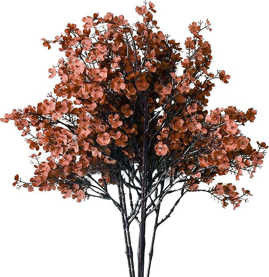 Mandy's Brown Artificial Baby’s Breath Flowers 6 Bundles Silk Gypsophila with Bendable Stems for Fall Centerpiece Wedding Decor and Table Arrangements