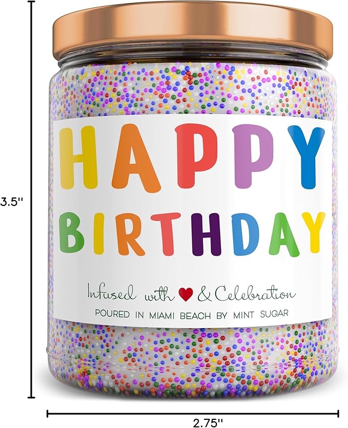 Happy Birthday Candle - Men Birthday Gift Ideas - Birthday Candles for Women - Made in USA - 9oz - Candle Birthday Gift for Women - Vanilla Birthday Cake Scent by Mint Sugar Candle Co
