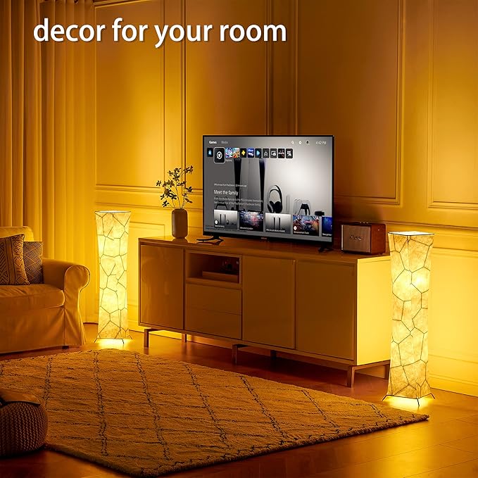 chiphy Floor Lamp, 39" Tall Standing Lamp, 3 Levels Adjustable Brightness LED Bulbs, Column Floor Light, Marble Gradient Fabric Lampshade, Home Decor for Living Room, Bedroom, Kids Room