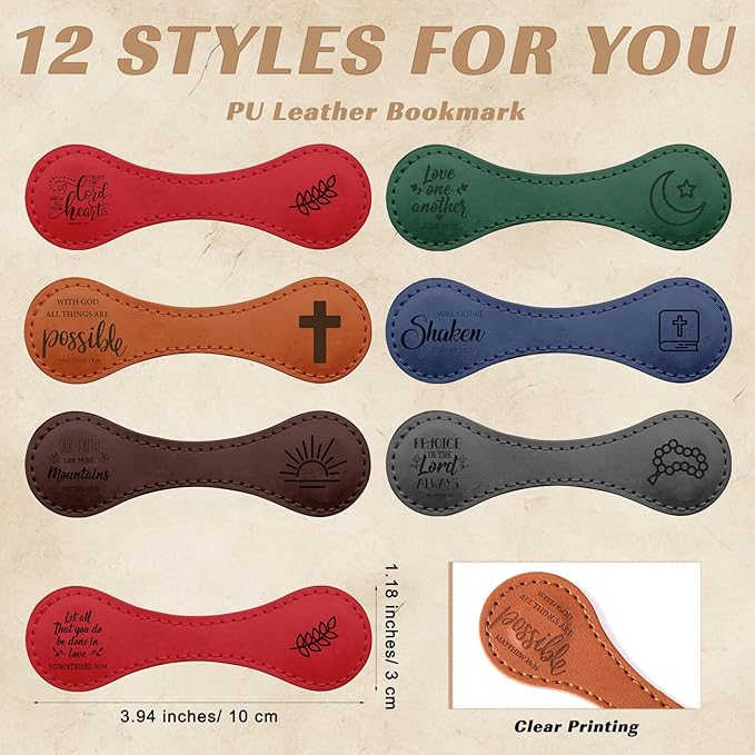 24 Pcs Father Church Gifts Christian Magnetic Bookmarks Bulk Religious Leather Clips Bible Verse Bookmarks Magnetic Page Markers Scripture Church Gifts for Book Lovers Club Readers (Classic)