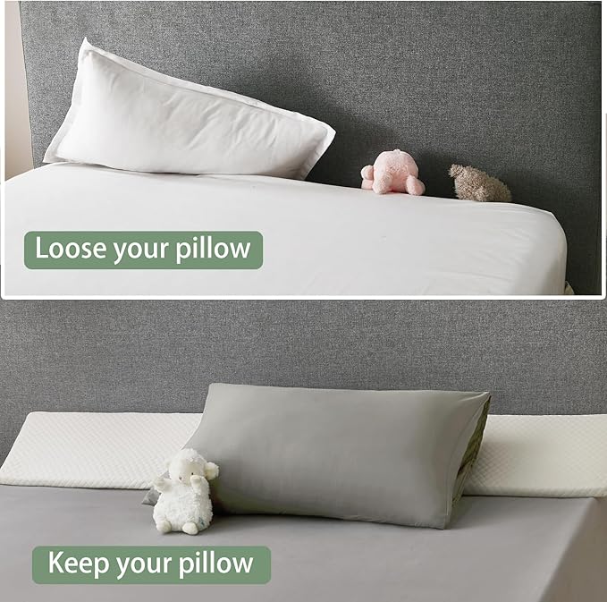 Full (54"x10"x6") Bed Wedge Pillow for Headboard - Bed Gap Filler - Mattress Wedge - Bloster Triangle Pillow for Sleeping to Fill Gap (0-8") Between Headboard and Mattress - Ivory