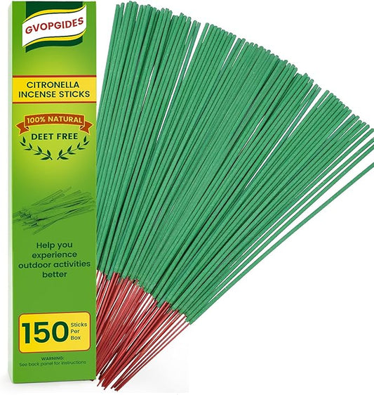 Citronella Incense Sticks 150 Sticks/Made with Natural Plant Based Ingredients/Citronella Oil/Lemongrass Oil/Rosemary Oil/150 Pcs