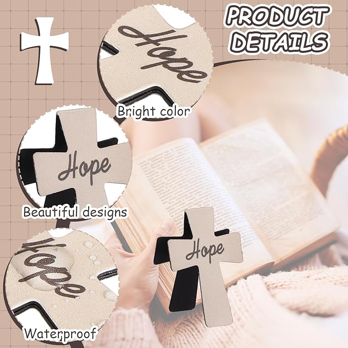 Outus 48 Pieces Magnetic Christian Religious Cross Bookmark Religious Bible Verses Bookmarks Magnetic Page Clips for Women Student School Reading Gifts, 16 Styles (Marble Style)