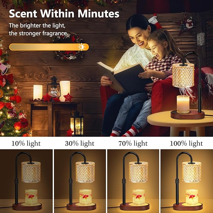 Electric Candle Lamp Warmer with Timer Dimmer Adjustable Height,Gifts for Women and Men,Vintage Home Decor with 2 Bulbs