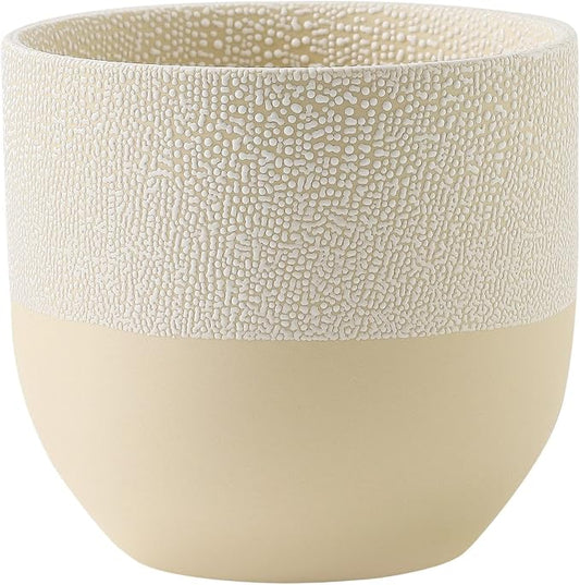UBEE Ceramic Flower Pot Plant Pot for Indoor Plants | 6 inch Planter with Drainage Hole for Aloe, Snake Plants, Pothos, Orchid, Succulents, Herbs, Home Decor, Beige