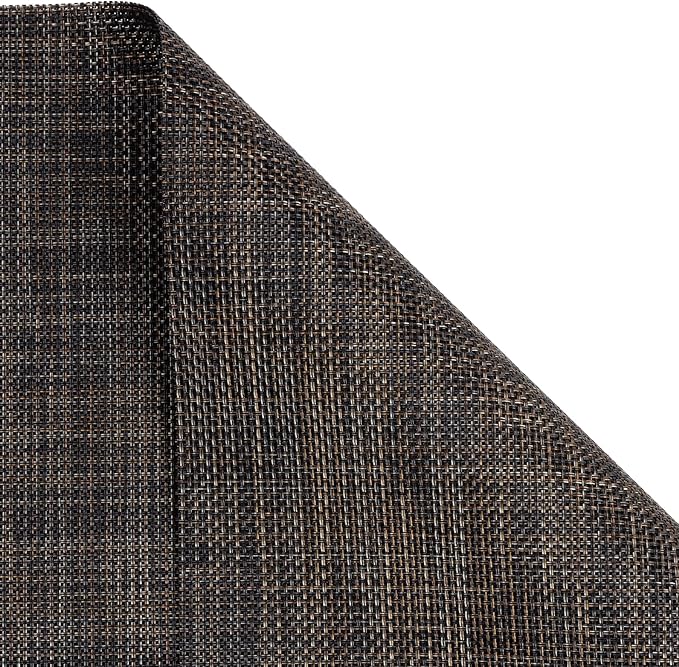 SHACOS Small Wedge Placemats Set of 4 Woven Vinyl Round Table Placemats Wipe Clean Round Table Mats Indoor Outdoor, Black Brown
