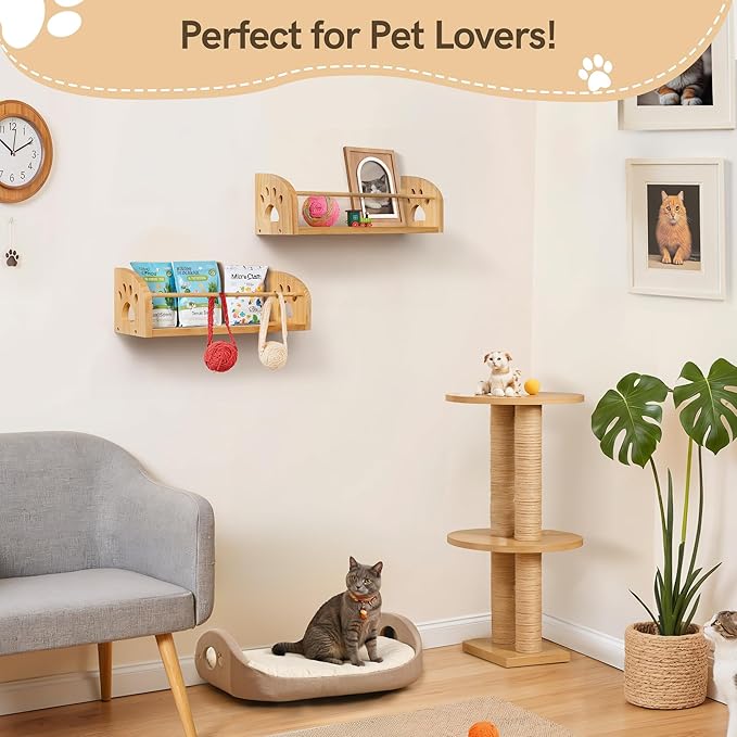 Gronda Nursery Floating Shelves 15.7 Inch, Natural Solid Pine Wood Kids Bookshelves Rustic Boho Decor Wall Mount Storage Organizer for Kids Room Playroom Study Room Living Room Bedroom