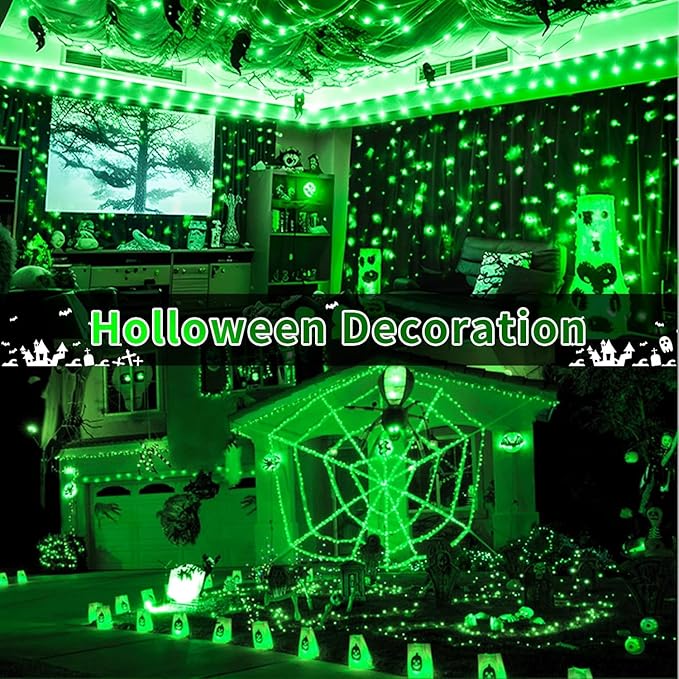 403 FT 1000 LED String Lights Outdoor Decorations Halloween Fairy Lights Waterproof 8 Modes Timer Clear Wire String Lights for Outside House Tree Patio Yard Wedding Party Holiday-Green