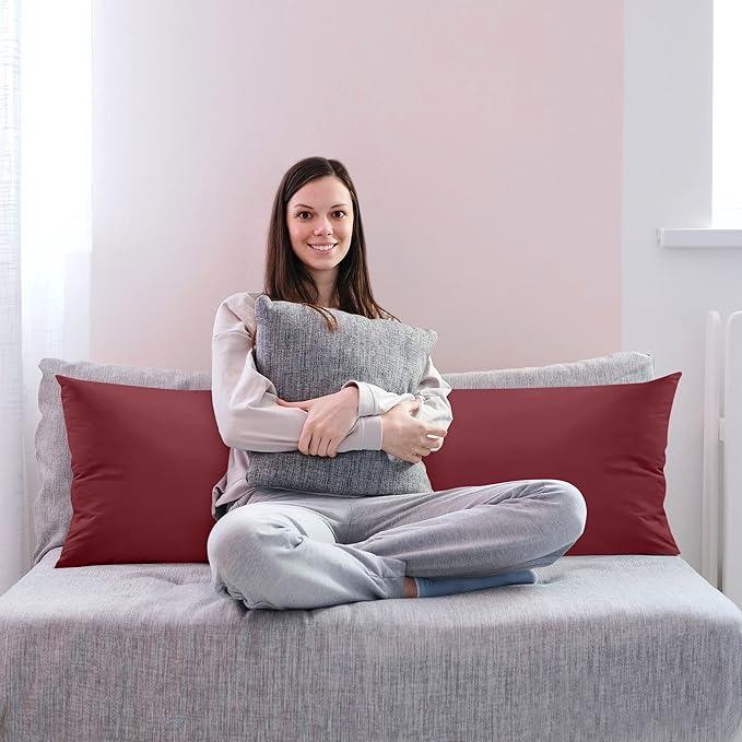 Utopia Bedding Full Body Pillow for Adults (Burgundy, 20 x 54 Inch), Long Pillow for Sleeping, Large Pillow Insert for Side Sleepers