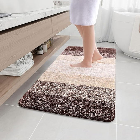 Arotive Microfiber Bathroom Rugs, Shaggy Soft and Absorbent Bath Rug, Non-Slip, Thick Plush Machine Washable Dry Bath Mats for Bathroom, Tub and Shower, 40x32, Brown