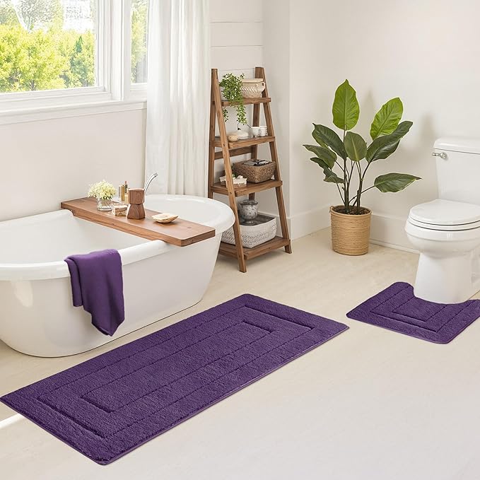 GRANNY SAYS Bathroom Rug Mat,59" x 24" Bath Mats for Bathroom Non-Slip, Super Soft and Water Absorbent, Microfiber Bath Rugs, Machine Wash Dry, Large Bath Rugs for Floor, Purple