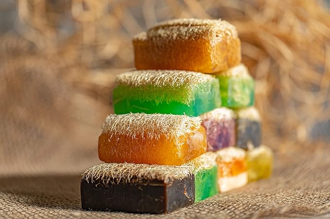 SABUN CO. Cedarwood Oil Loofah Soap - Natural, Handmade, Moisturizing, Exfoliating Luffa Soap for Men - Face & Body Scrub Bar - for Mustache & Beard Care [4.40 oz - 125 gr]