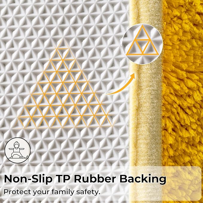 GRANNY SAYS Bathroom Rug Mat, 59" x 24" Non-Slip, Super Soft and Water Absorbent, Microfiber Bath Rug, Machine Washable, Large Bathroom Rug for Floor, Yellow