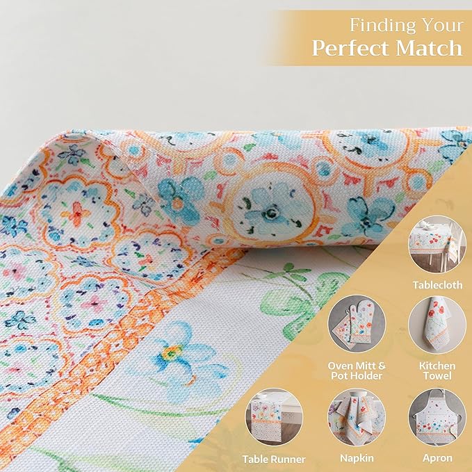 Maison d' Hermine Placemats Set of 4 100% Cotton Washable Cloth Place Mats, Reusable Table Mats for Kitchen Dining Decoration, Party, Wedding, Restaurant Spring/Summer (Summer Whisper, 13" x 19")