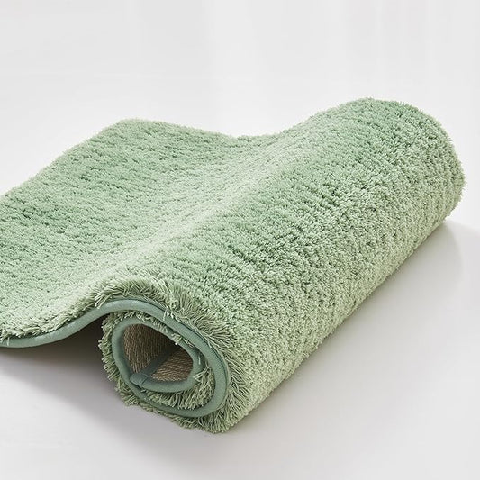 CozeCube Upgraded Shaggy Bath mat for Bathroom Non Slip 36" X 24", Super Soft Quick Dry Bath Rugs, Fluffy Plush Bathroom Rugs Machine Washable, Sage Green