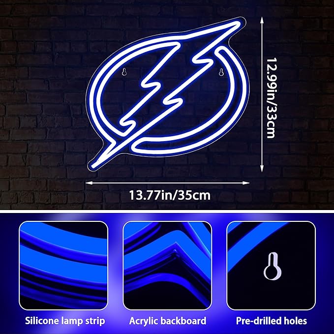 Ice Hockey Neon Sign Wall Decor Sports Neon Sign for Man Cave Hockey Player LED Light for Garage Decor Dormitory Bar Club Shop Wall Great Birthday Gift for Sports Fans Size13.7 * 12.9inch(ZKXD160)