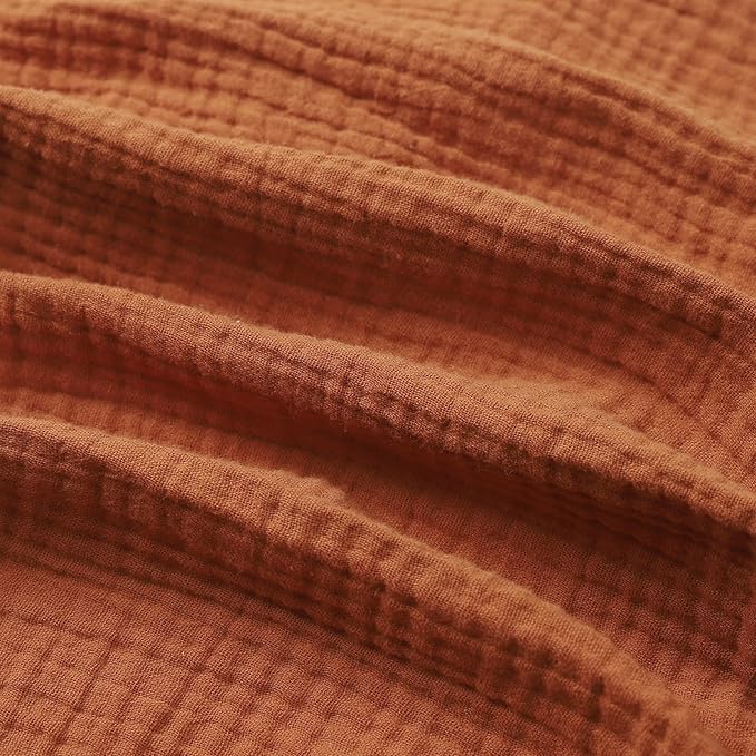 Muslin Travel Crib Sheets 24" x 42" Compatible with Guava Lotus Travel Crib, Baby Bjorn Travel Crib Light, Dream On Me Travel Light Playyard Mattress, 2 Pack Yellow and Brick