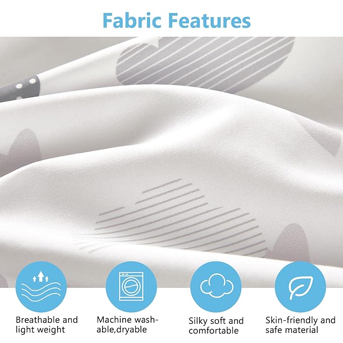 TILLYOU Baby Crib Sheets for Boys Girls, Fitted Crib Sheet 2 Pack for Standard Crib and Toddler Mattresses, Super Soft Toddler Bed Sheets, 28"x52"x8", Blue Clouds & Blue Stars