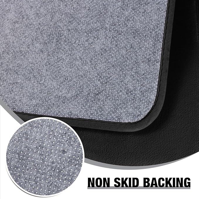 Black Large Bathroom Rugs 36x24, Memory Foam Big Bath Mat Non Slip Washable Shower Rug Soft Absorbent Plush Microfiber Bathroom Floor Tub Bathrug